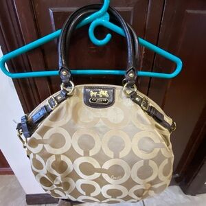 Coach Beige and Brown Signature Satchel